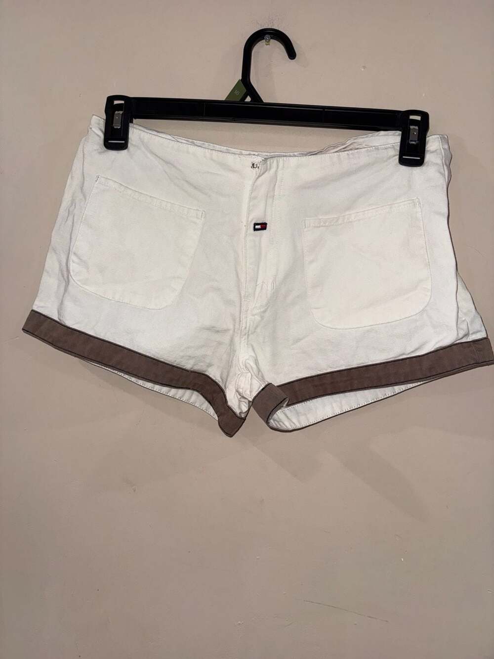 Tommy Jeans Denim Shorts Size 7 White Brown Contrast Y2K Vintage